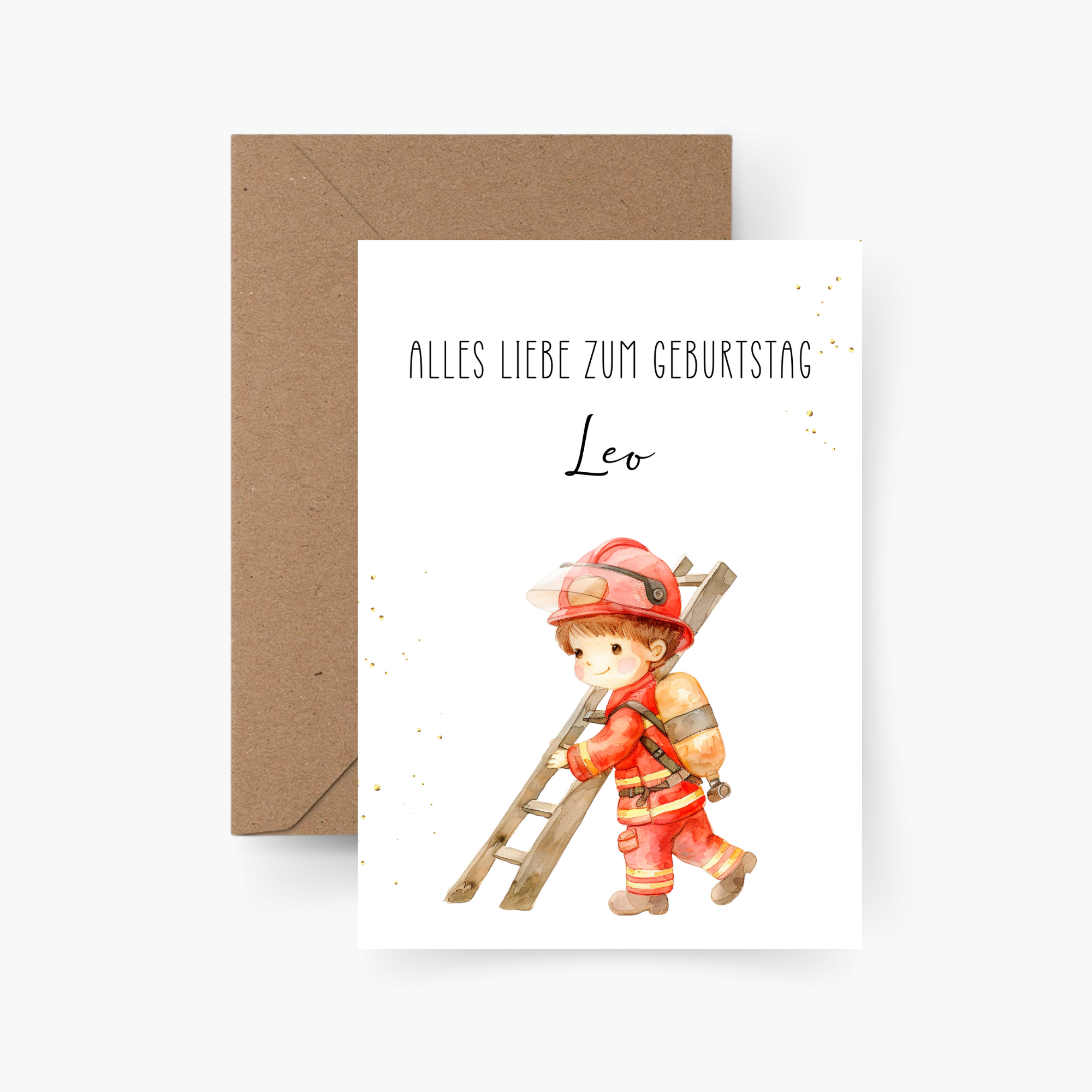 Geburtstagskarte Feuerwehrmann personalisiert mit Namen A6