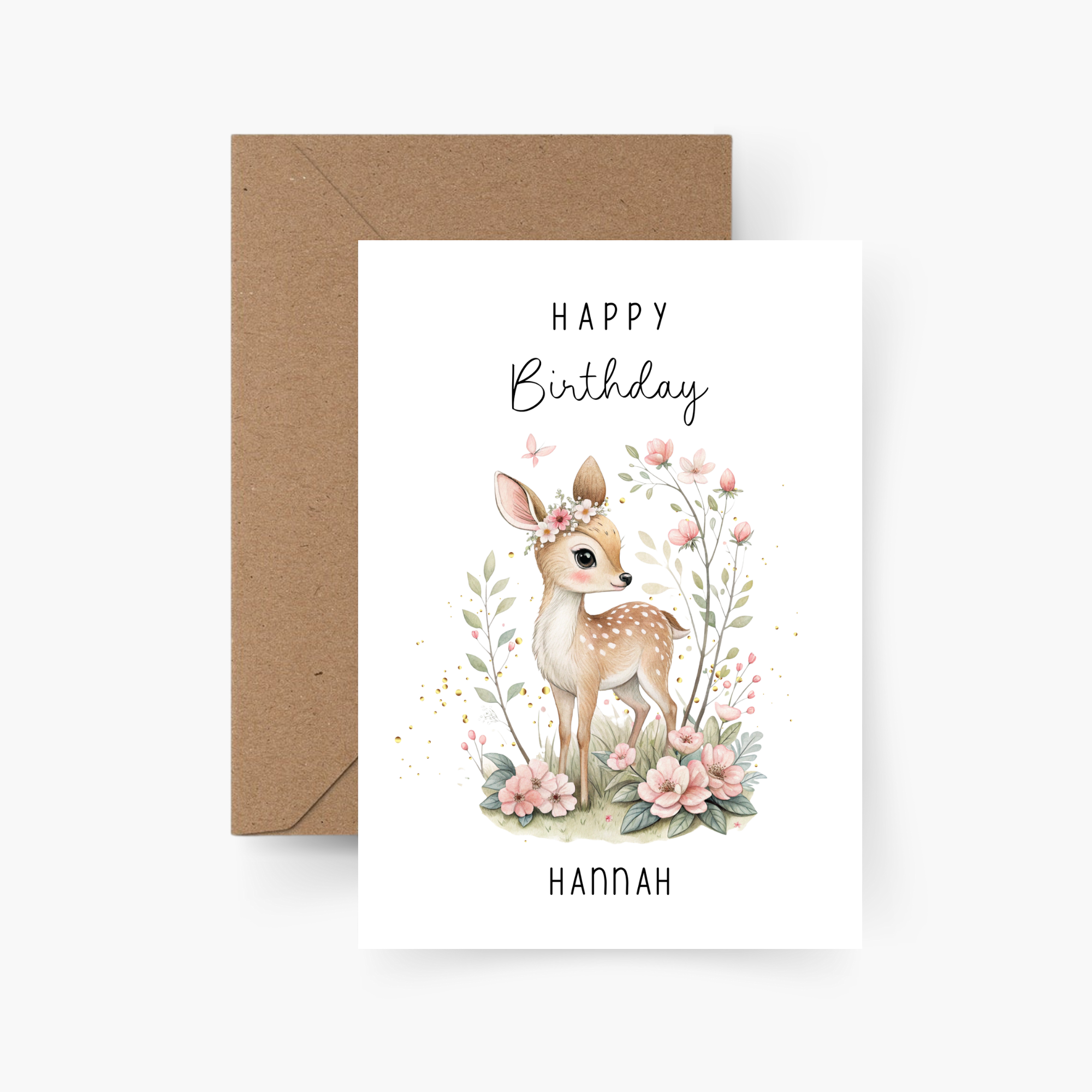 Geburtstagskarte Reh personalisiert mit Namen A6