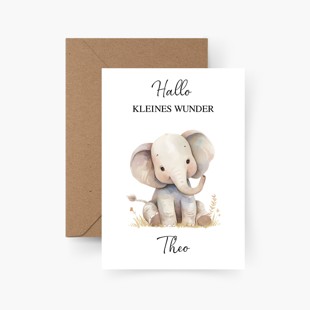 Karte zur Geburt personalisiert mit Namen A6