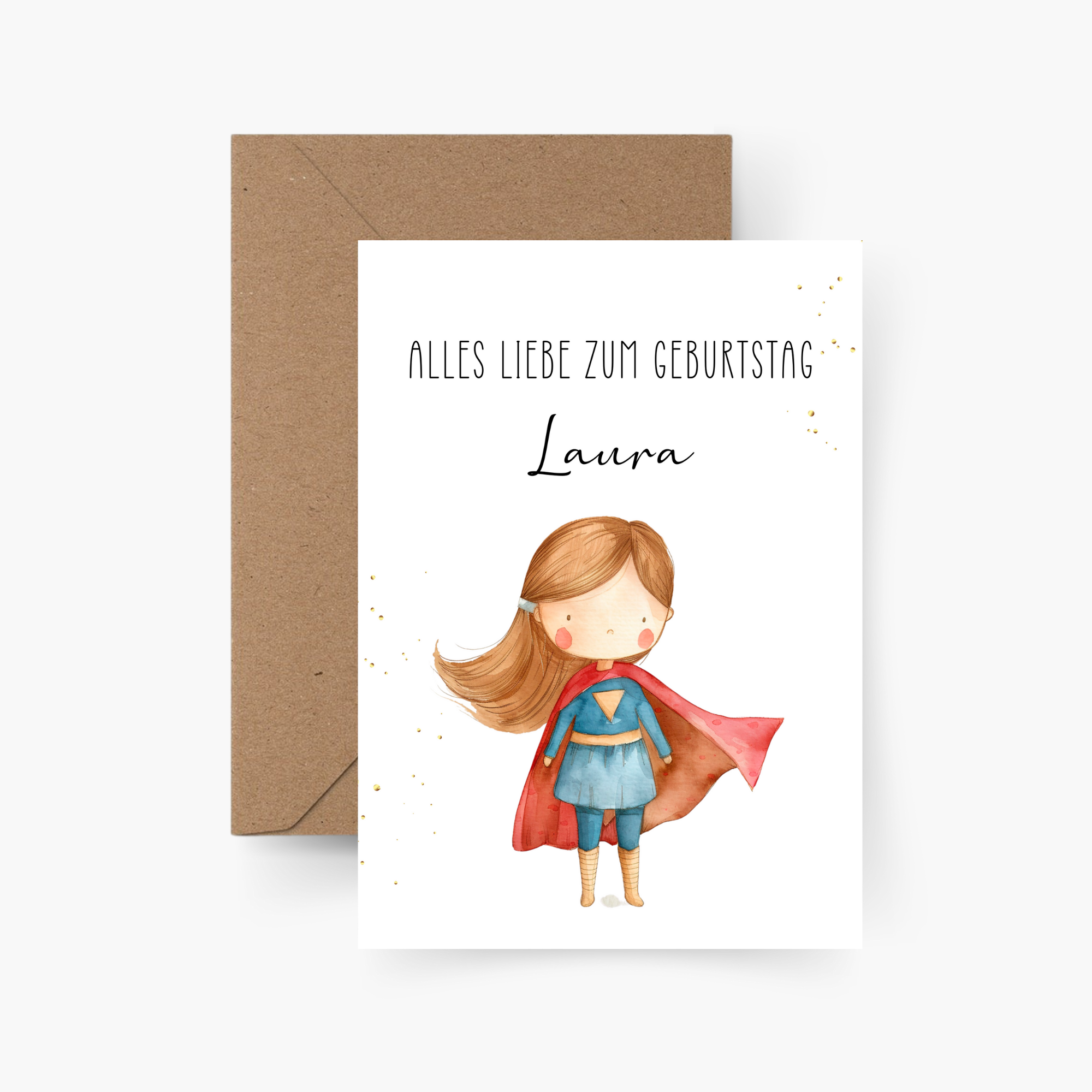 Geburtstagskarte Superheldin personalisiert mit Namen A6
