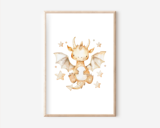 Drache Orange Poster | Kinderzimmer