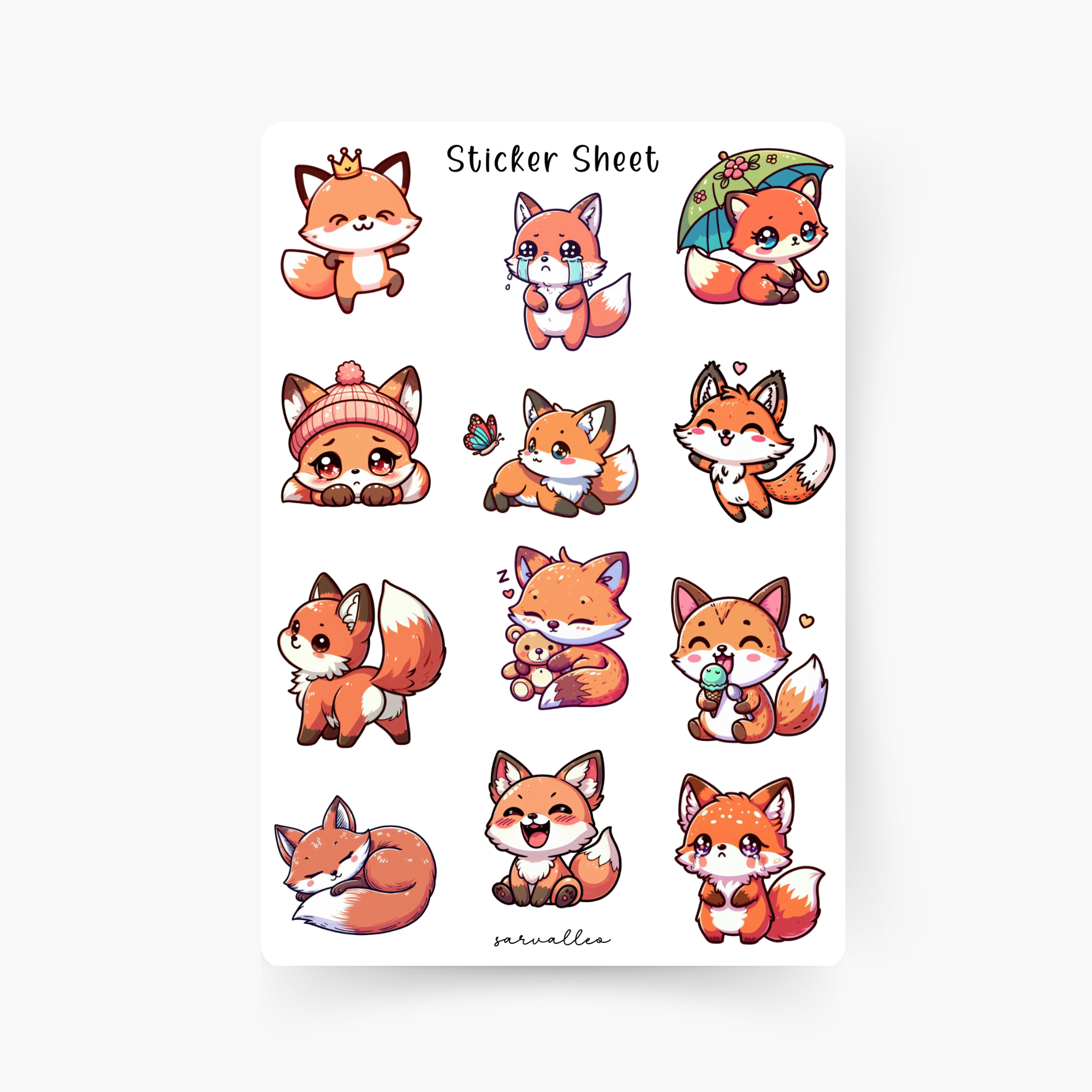 Süßer Fuchs Sticker Sheet