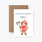 Geburtstagskarte Feuerwehrfrau personalisiert mit Namen A6