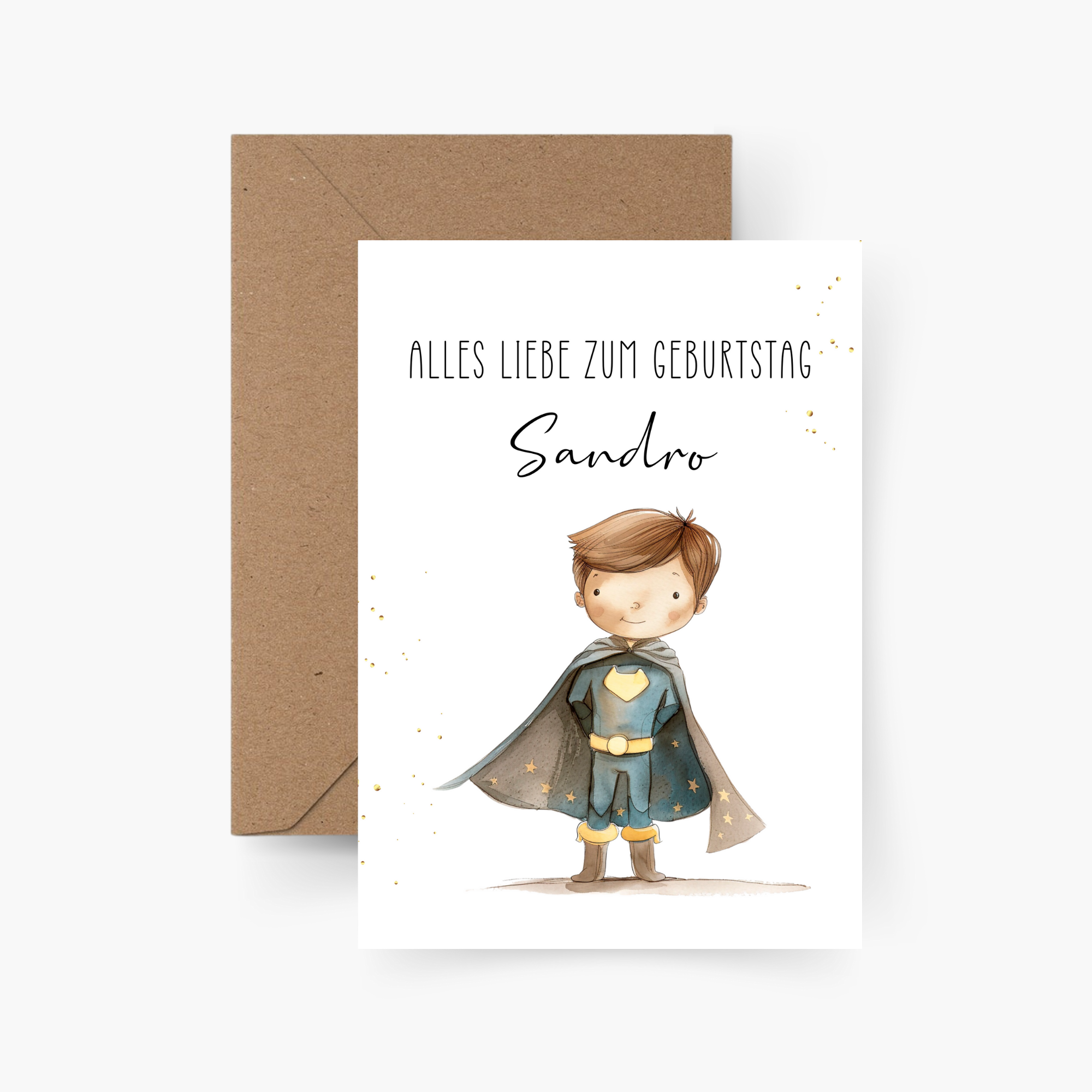 Geburtstagskarte Superheld personalisiert mit Namen A6