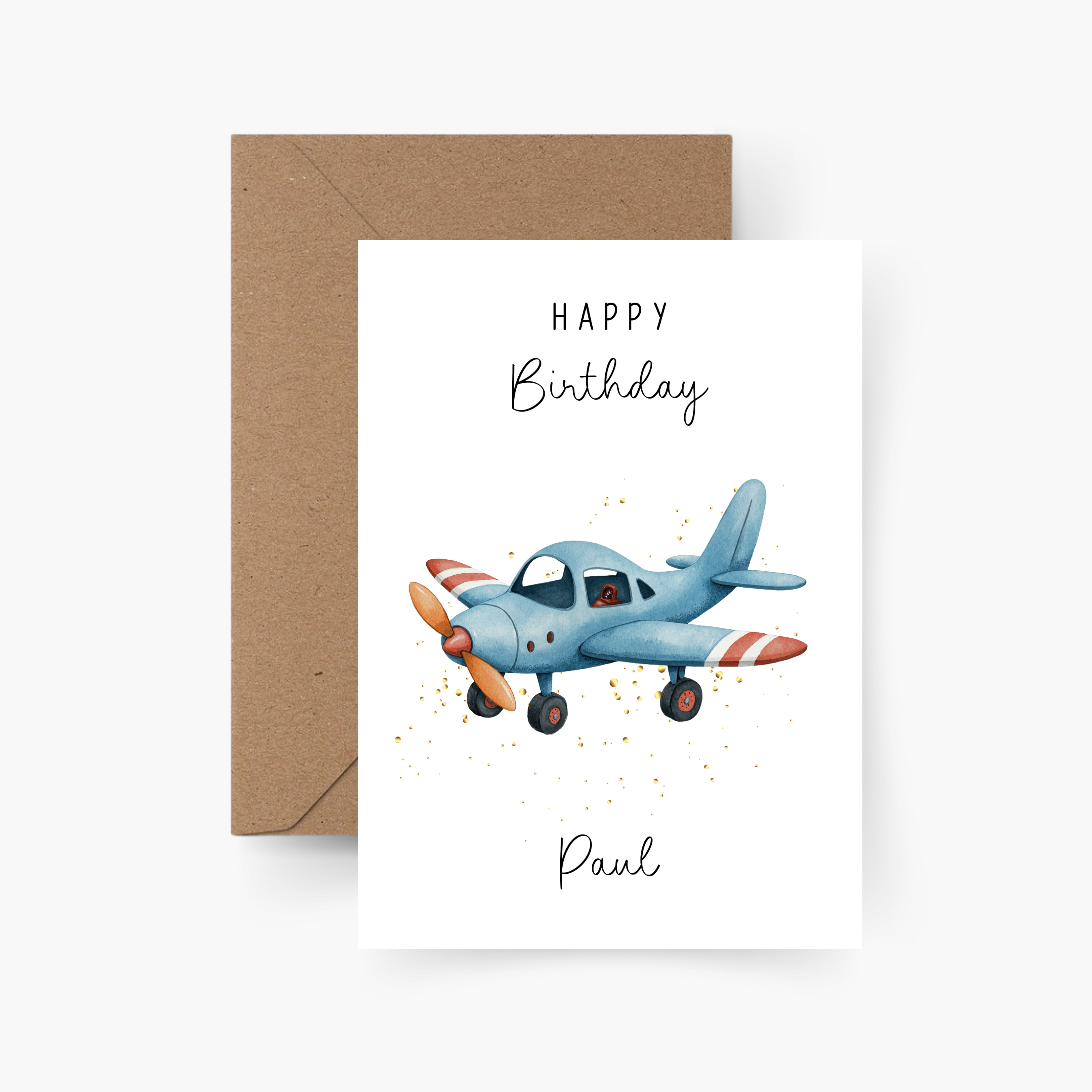 Geburtstagskarte Flugzeug personalisiert mit Namen A6