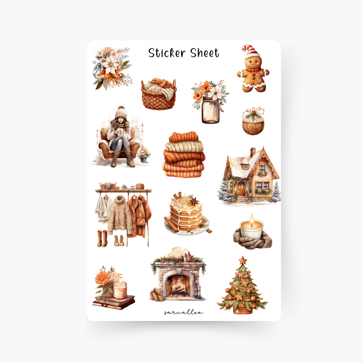 Holiday Time Sticker Cozy Christmas Time Sticker Sheet – 𝑆𝑎𝑟𝑣𝑎𝑙𝑙𝑒𝑜
