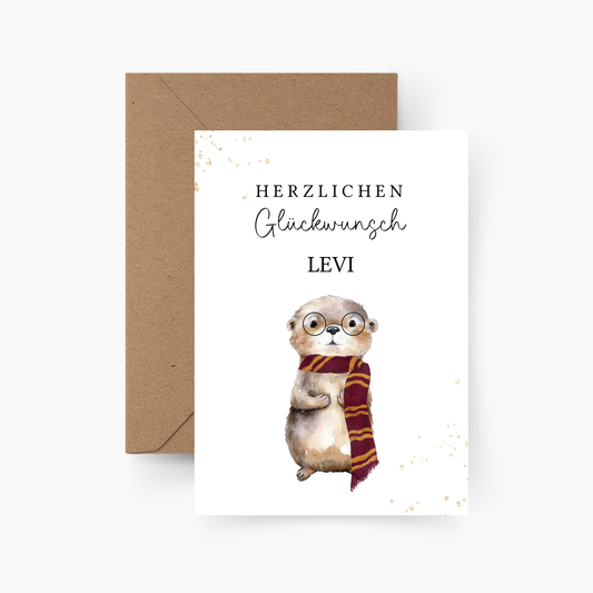 Geburtstagskarte Harry Otter personalisiert mit Namen A6