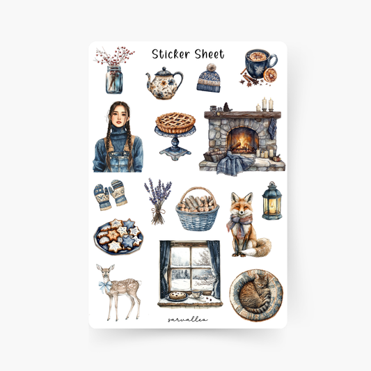 Winterzeit blau Sticker Sheet