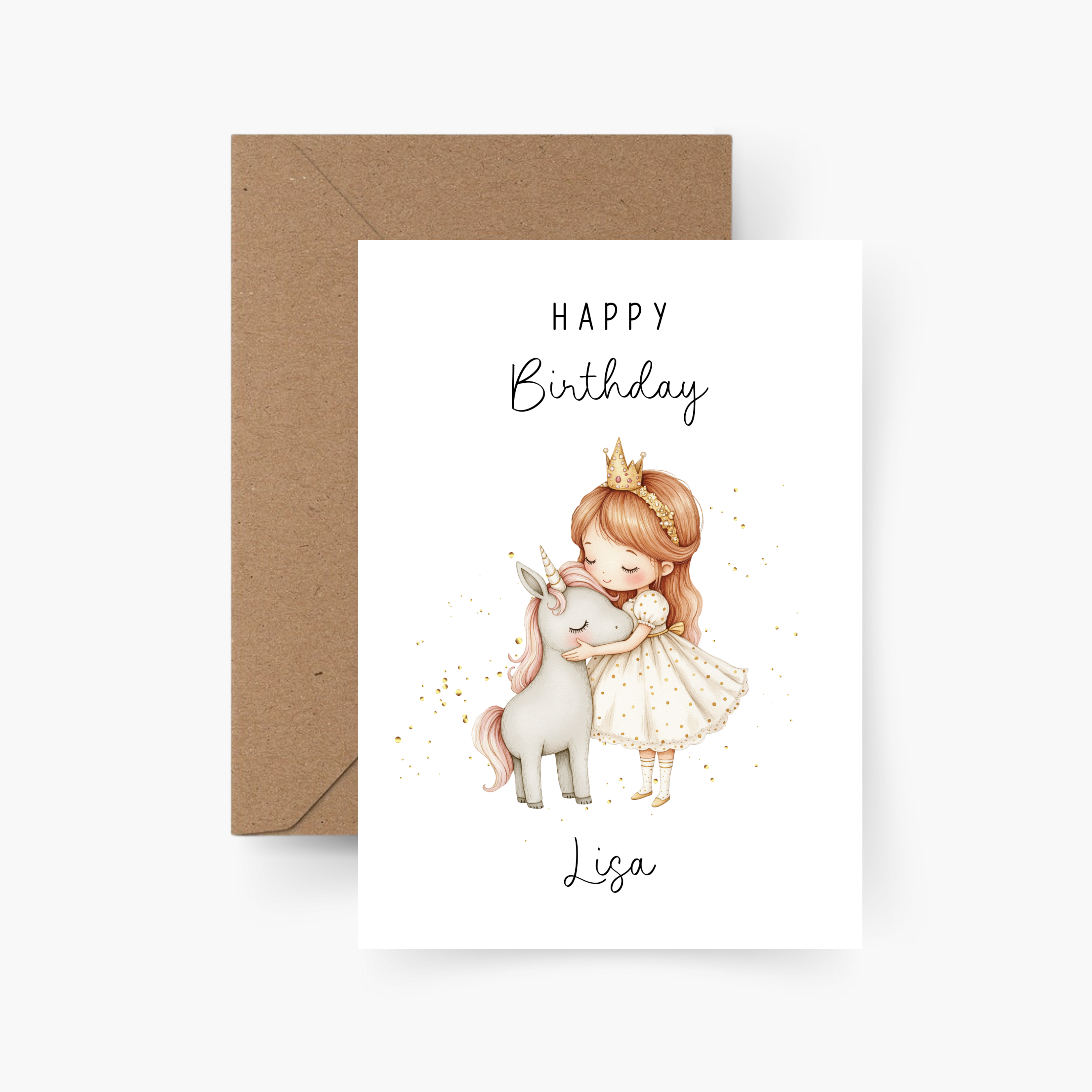 Geburtstagskarte Mädchen mit Einhorn personalisiert mit Namen A6