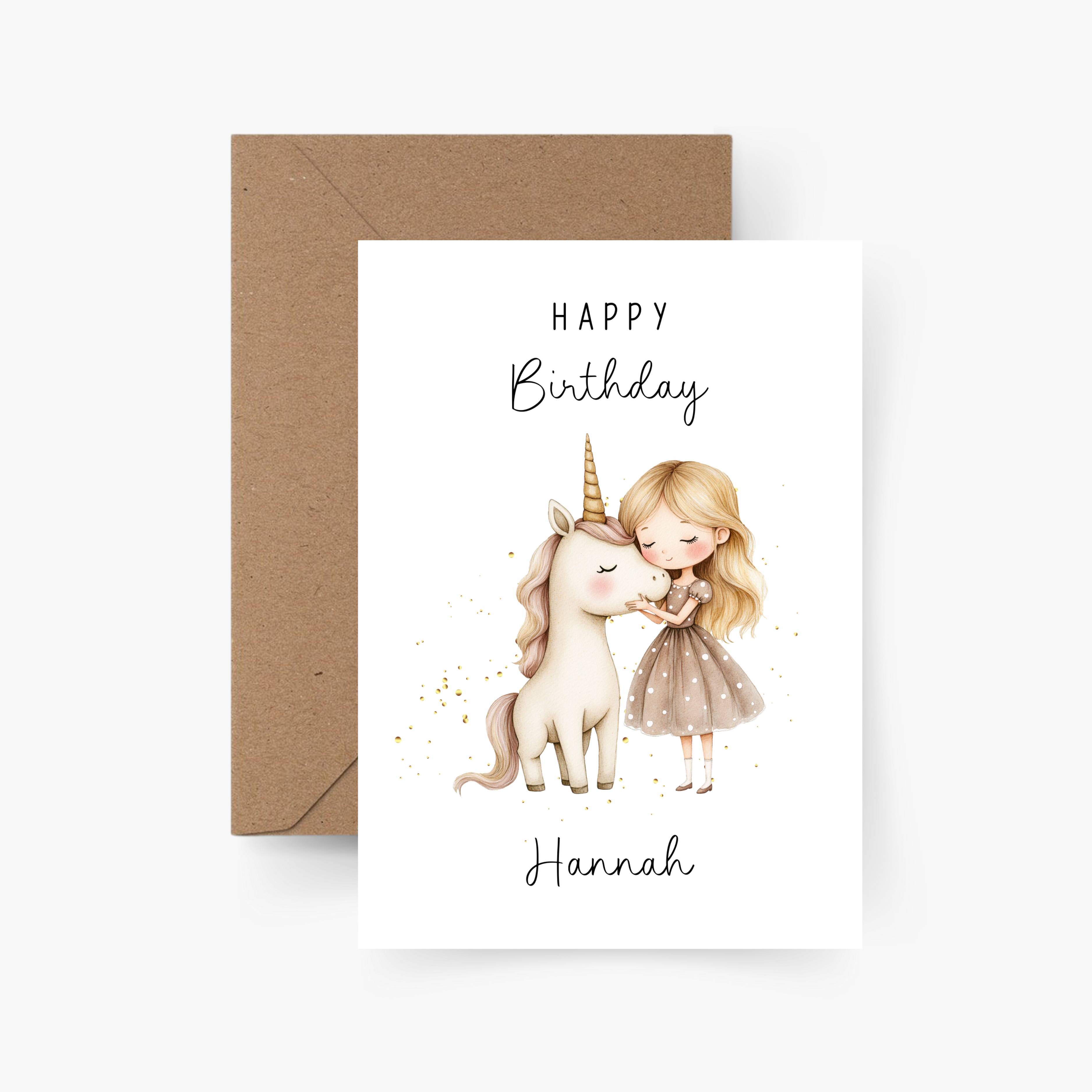 Geburtstagskarte Mädchen mit Einhorn personalisiert mit Namen A6