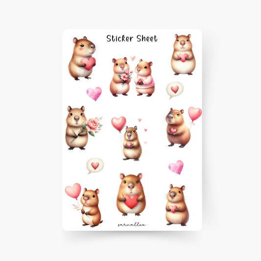 Meerschweinchen Valentinstag Sticker Sheet