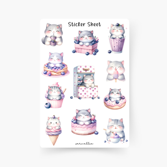 Blaubeer Katze Sticker Sheet