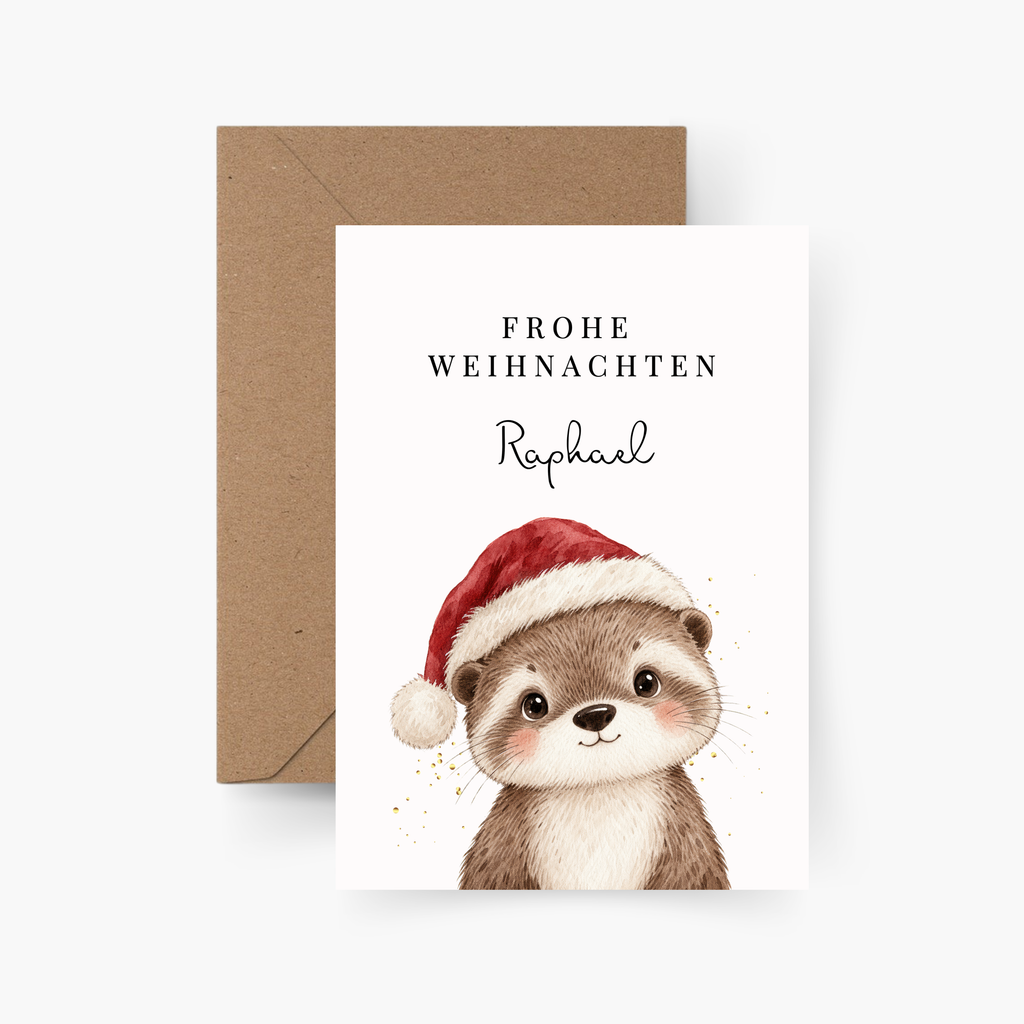 Frohe Weihnachten Otter personalisiert mit Name A6