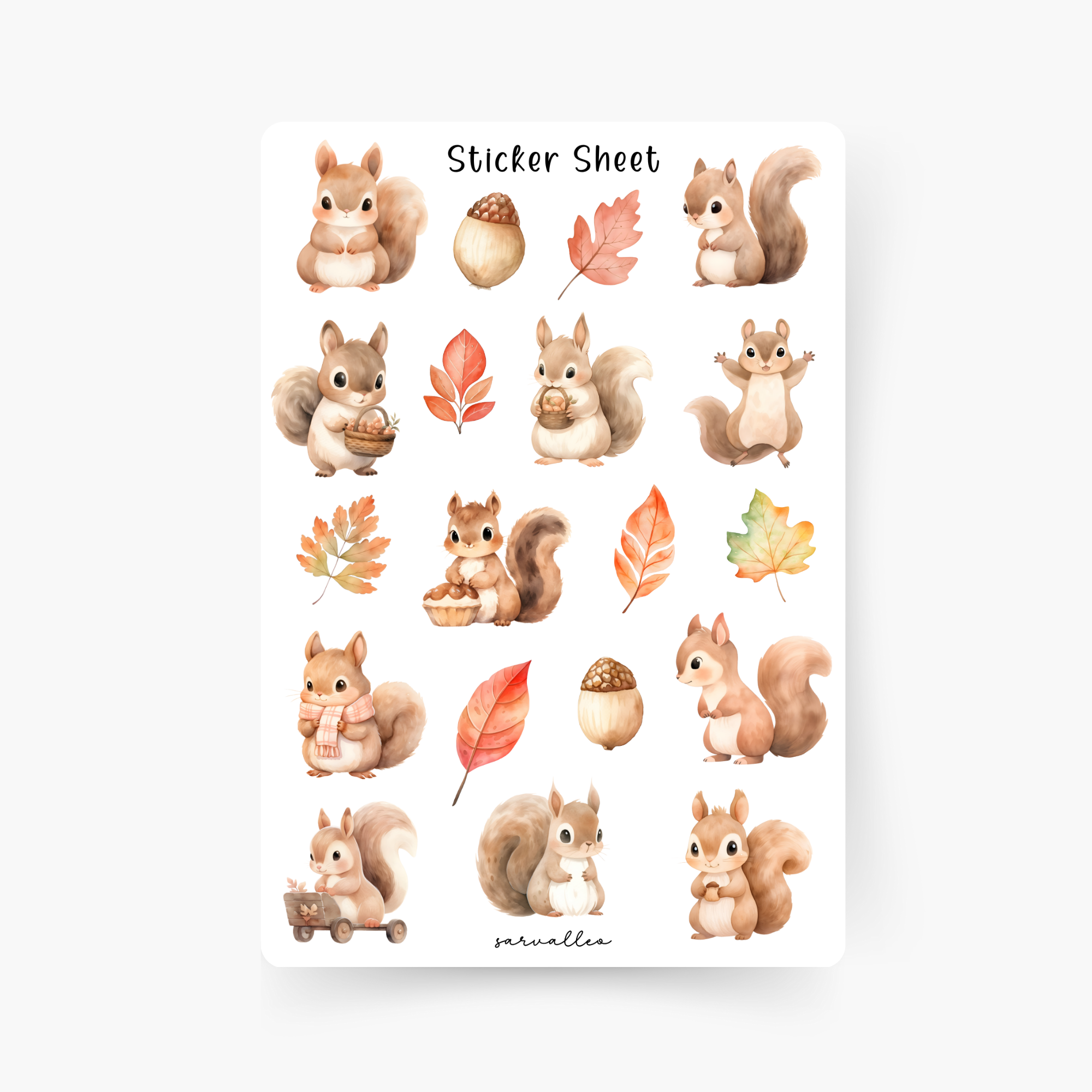 Süße Eichhörnchen Sticker Sheet