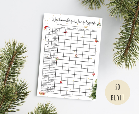 Weihnachts-Würfelspaß - A6 Spielblock
