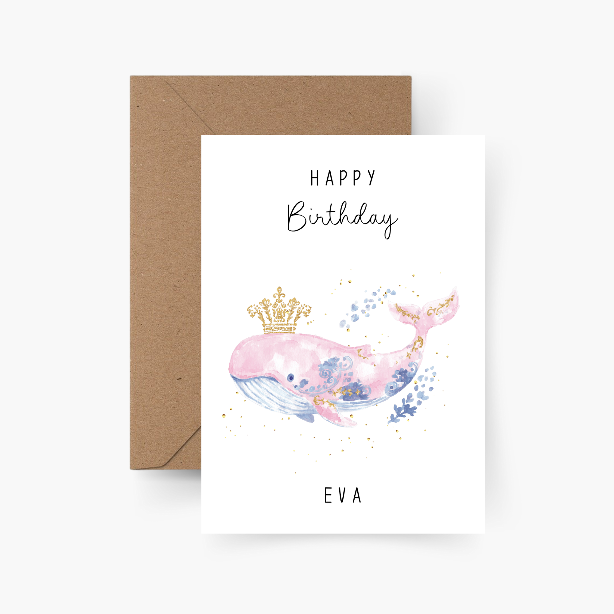 Geburtstagskarte Wal personalisiert mit Namen A6