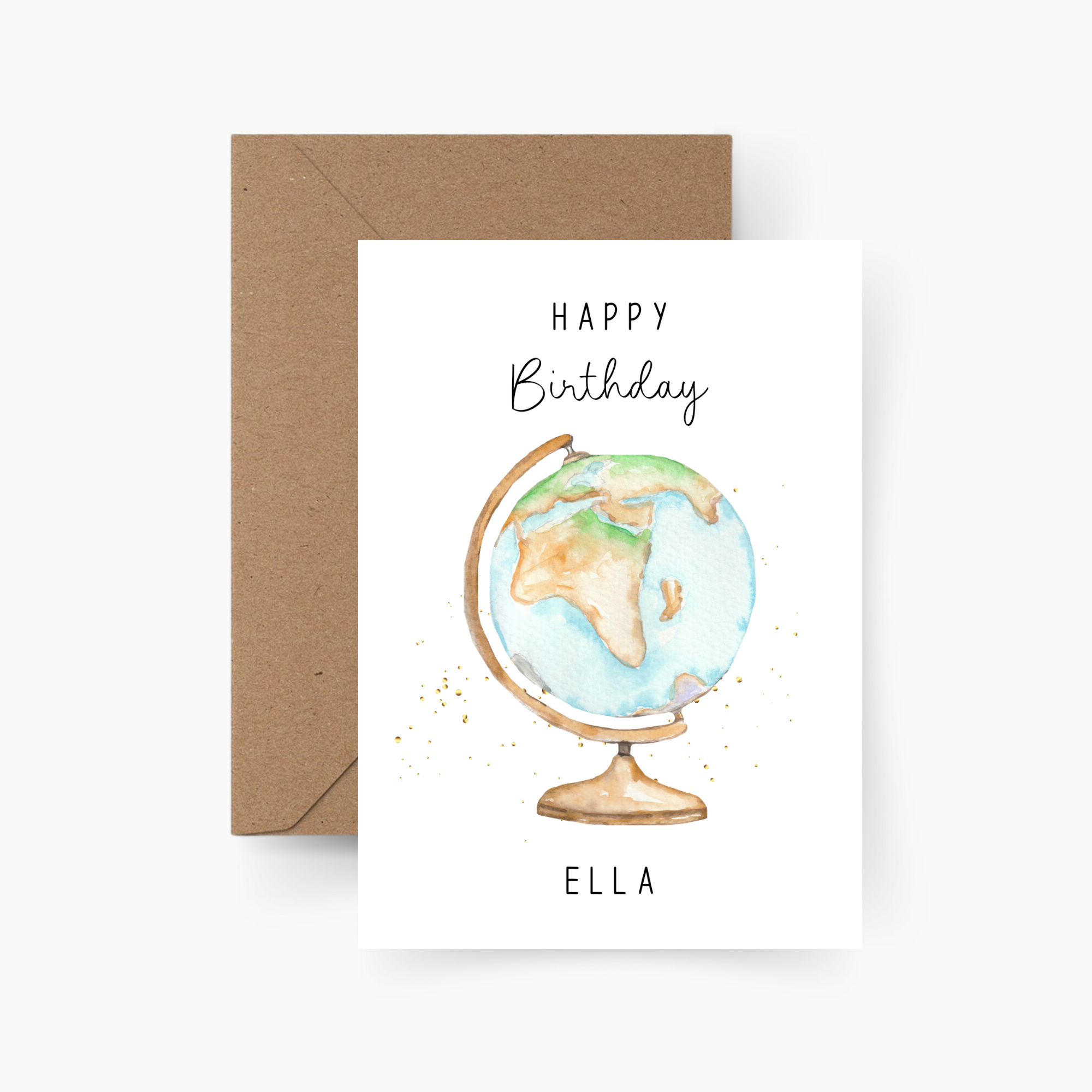 Geburtstagskarte Globus personalisiert mit Namen A6
