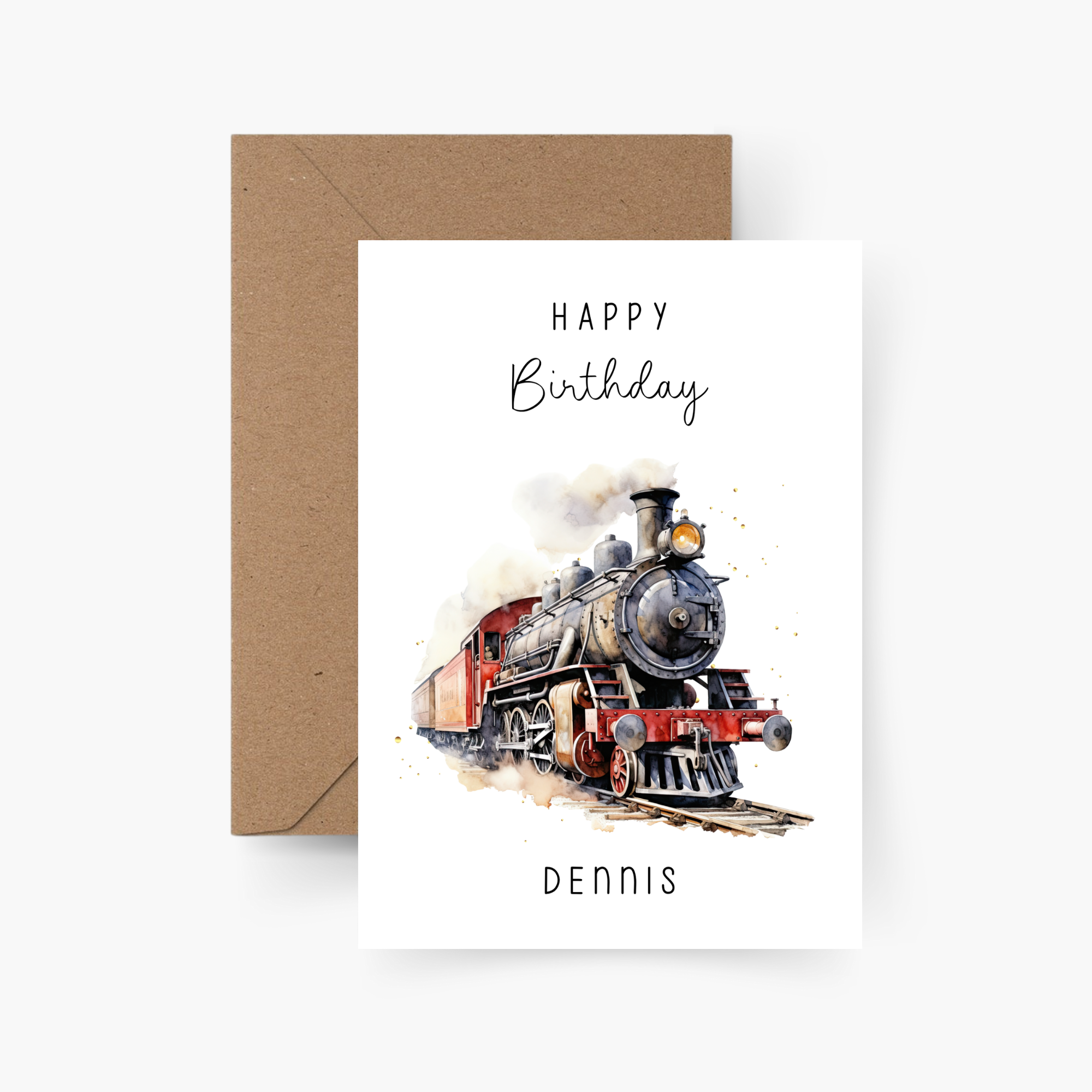 Geburtstagskarte Eisenbahn personalisiert mit Namen A6