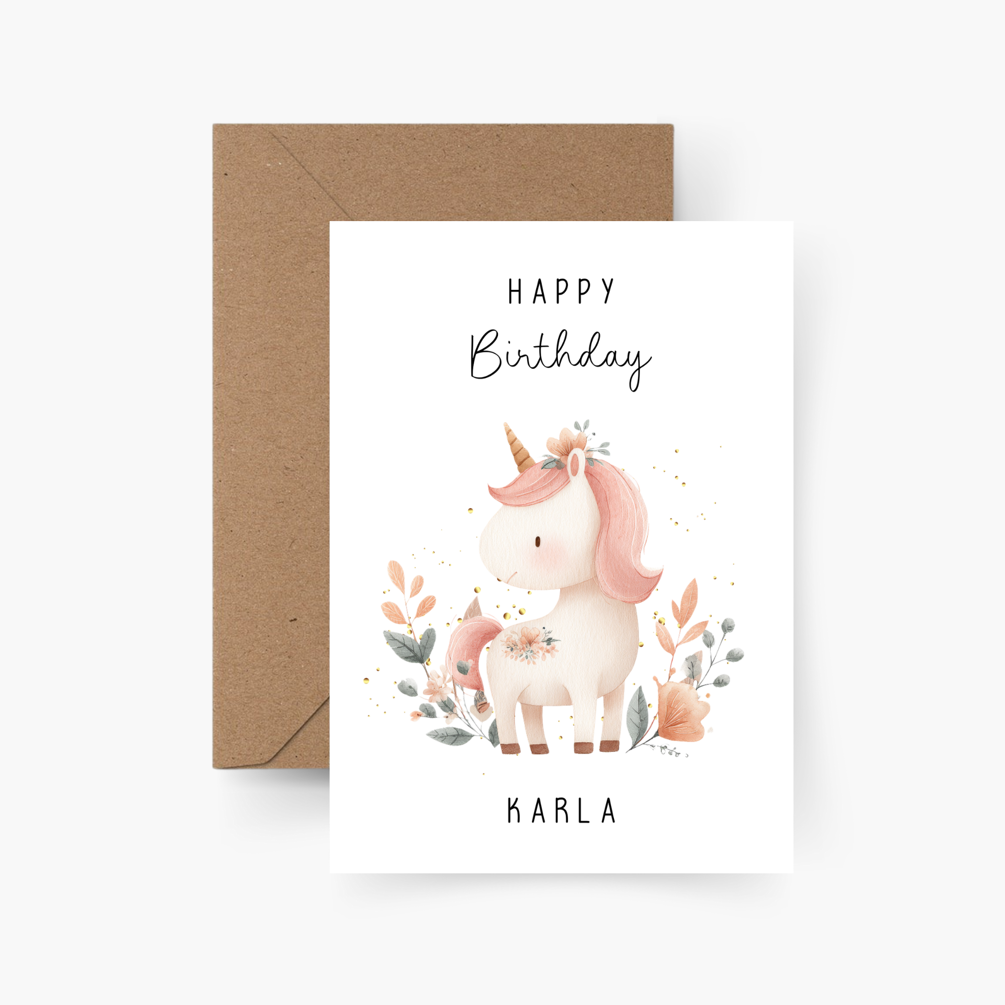 Geburtstagskarte Einhorn personalisiert mit Namen A6
