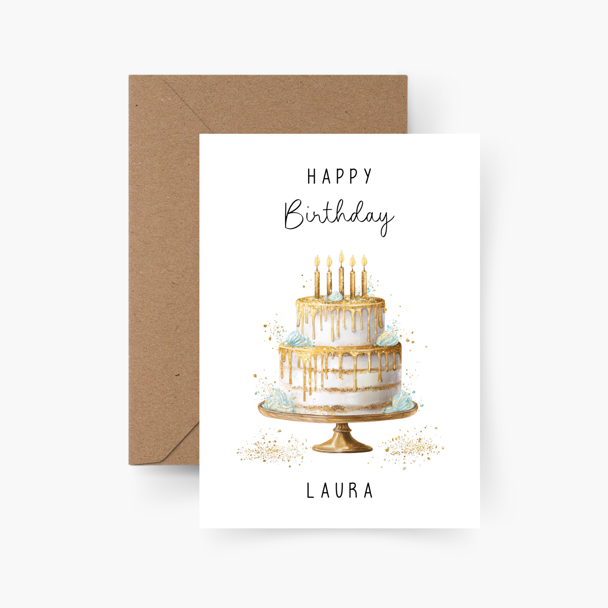 Geburtstagskarte Torte personalisiert mit Namen A6