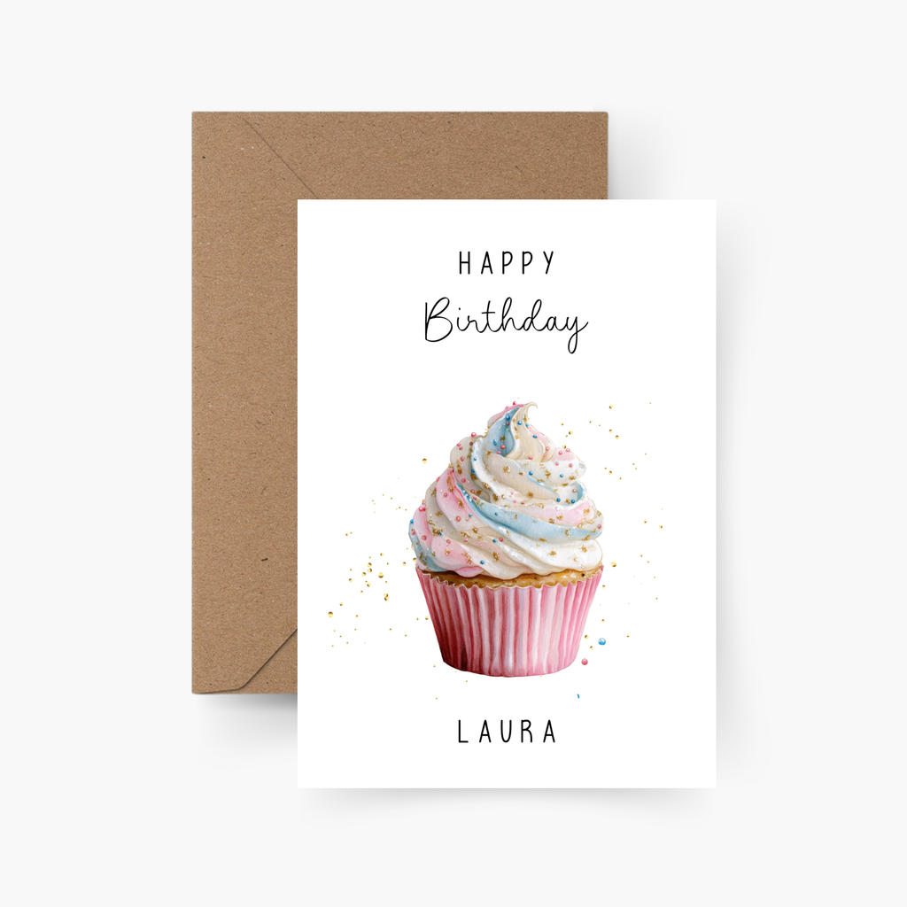 Geburtstagskarte Cupcake personalisiert mit Namen A6