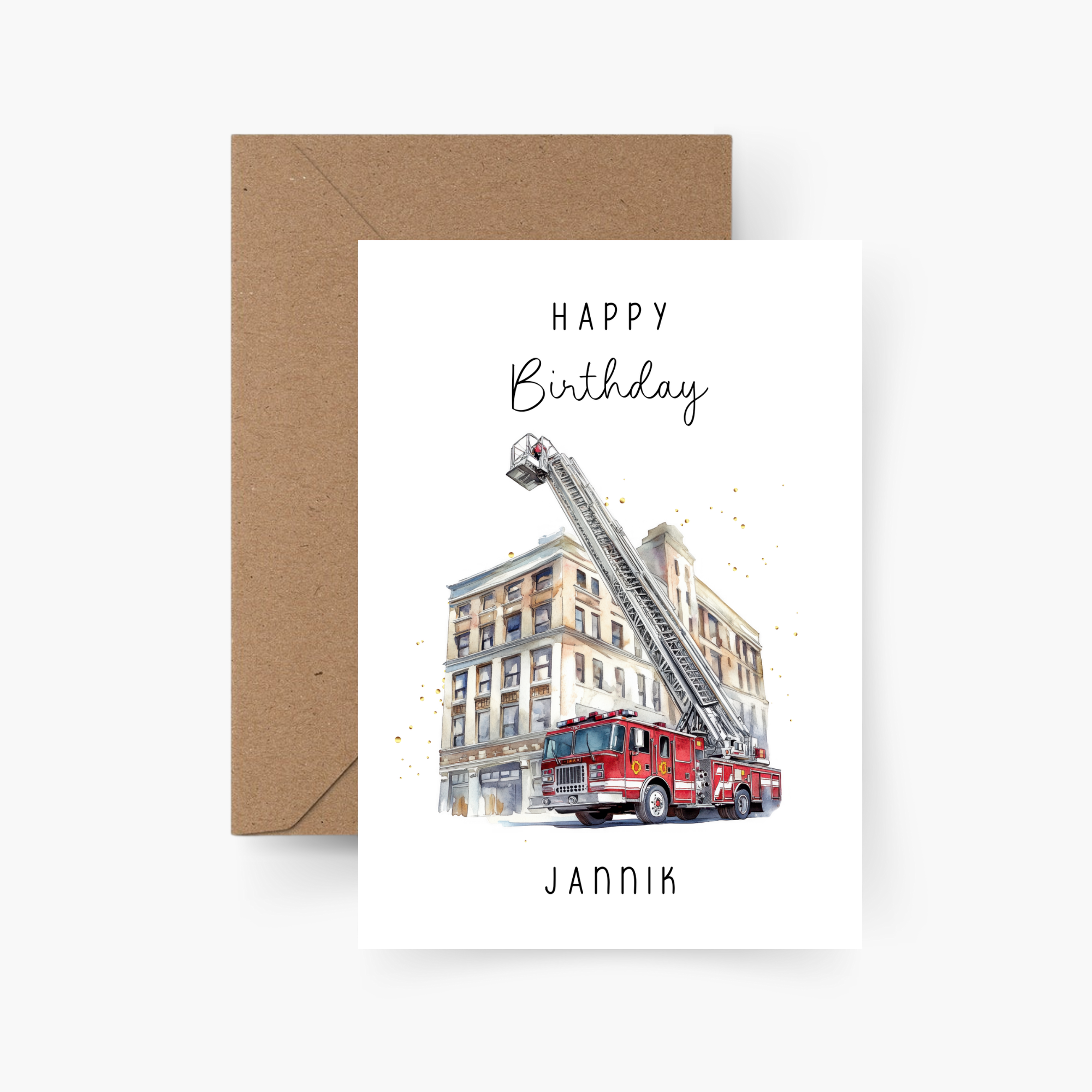 Geburtstagskarte Feuerwehr personalisiert mit Namen A6