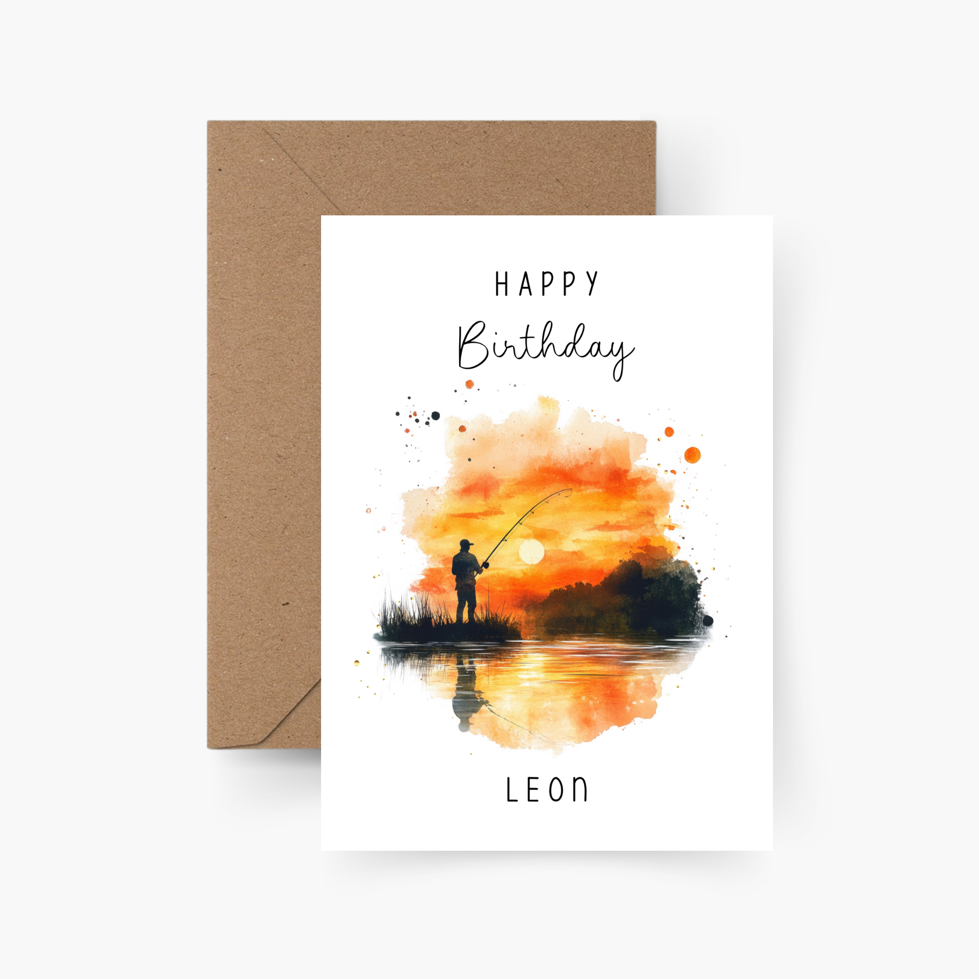 Geburtstagskarte Angeln personalisiert mit Namen A6