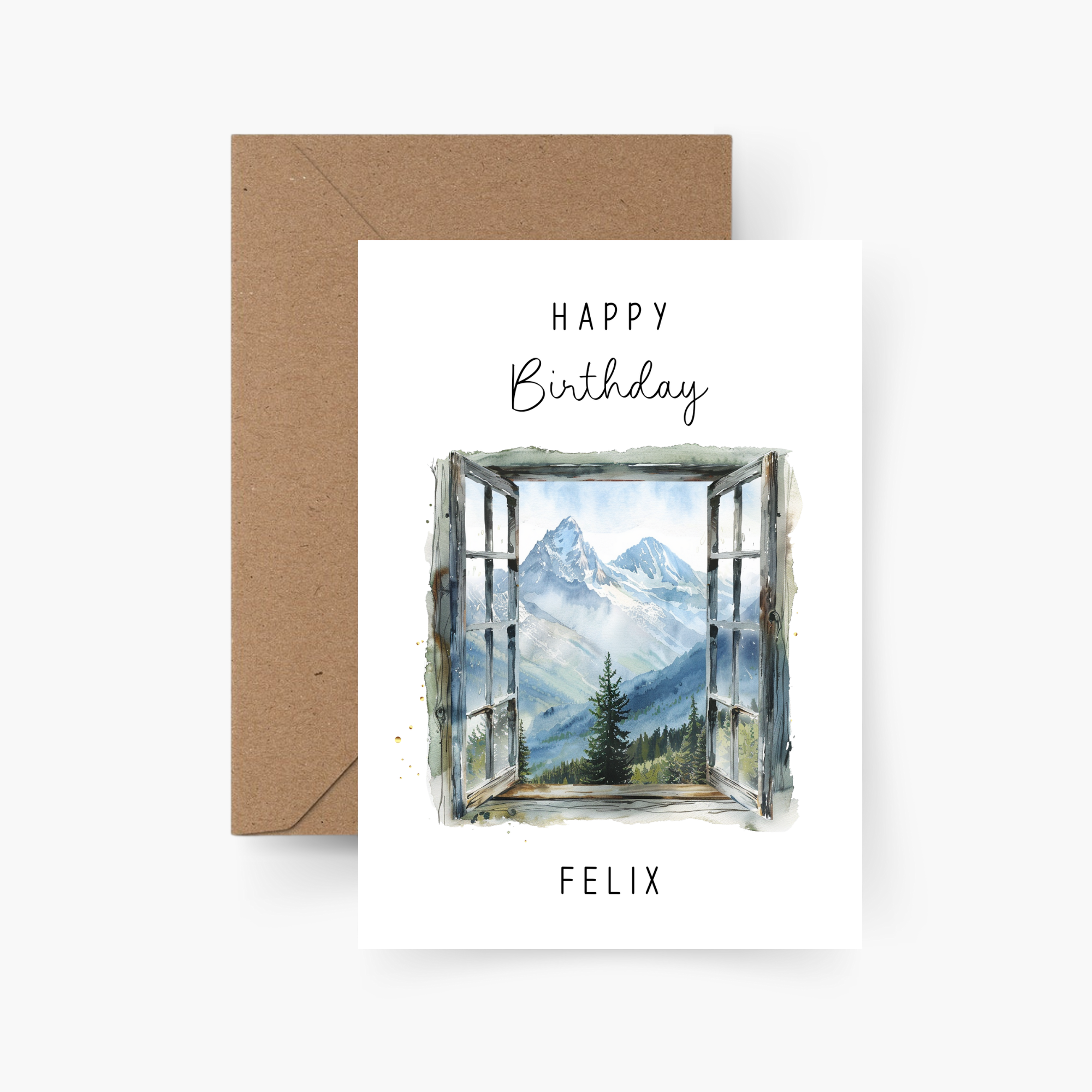 Geburtstagskarte Berge personalisiert mit Namen A6