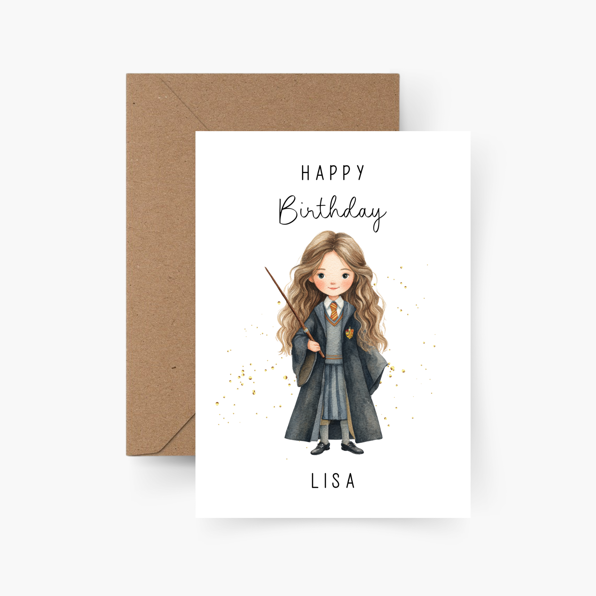 Geburtstagskarte Zauberin personalisiert mit Namen A6