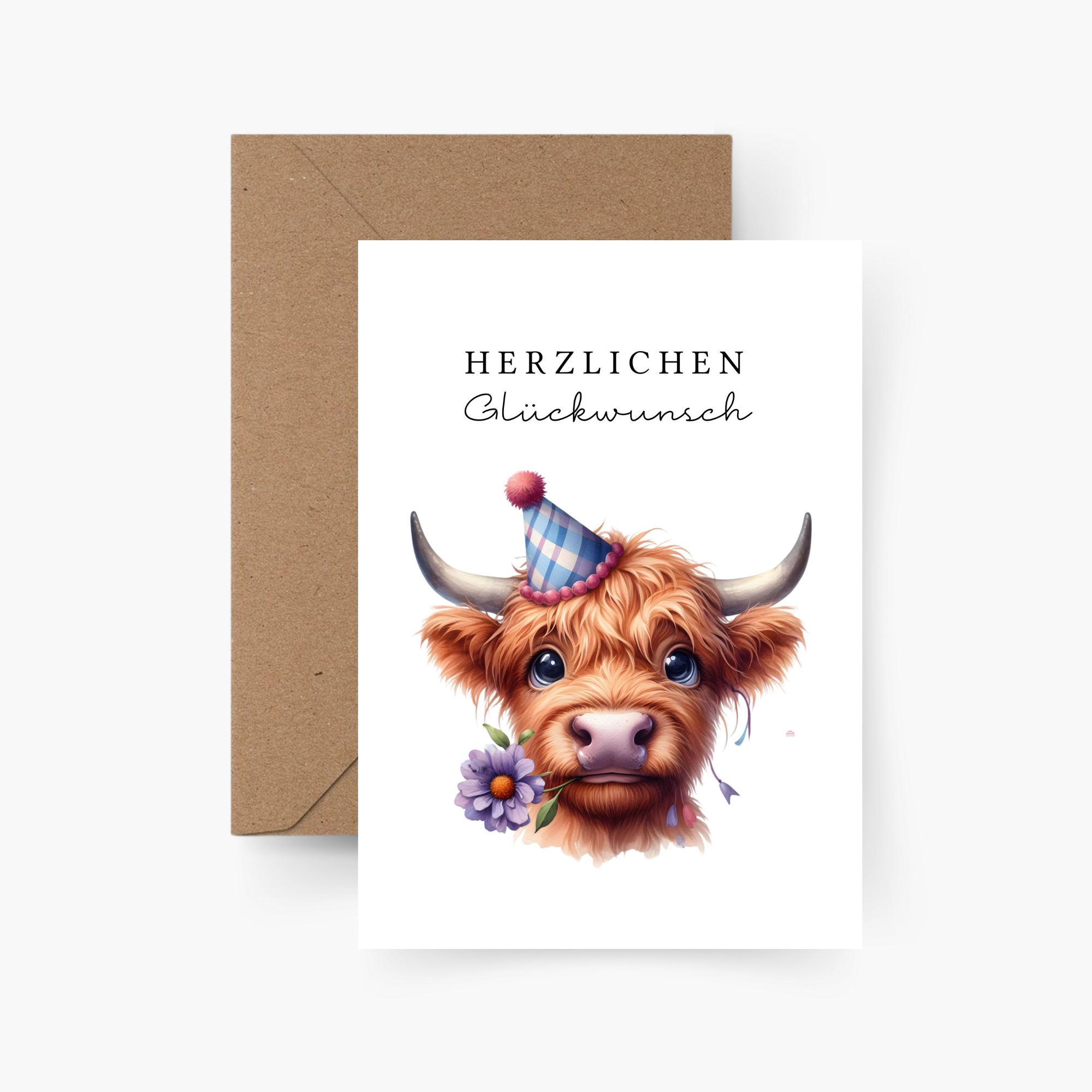 Geburtstagskarte Herzlichen Glückwunsch Büffel A6