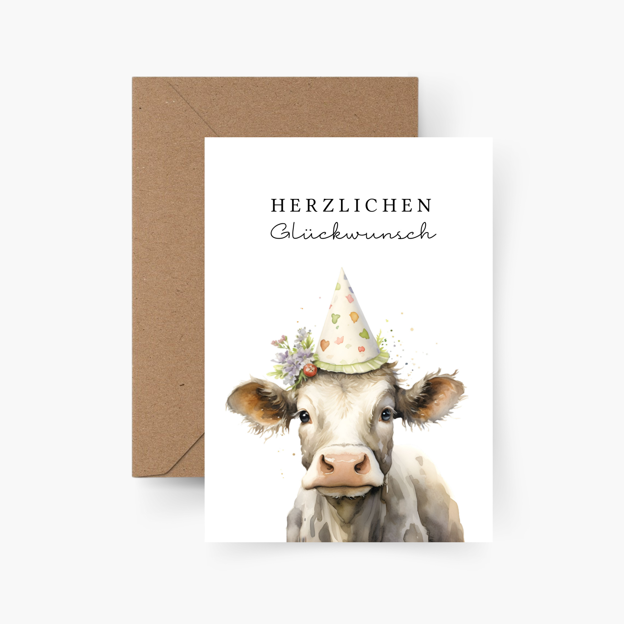 Geburtstagskarte Herzlichen Glückwunsch Kuh A6