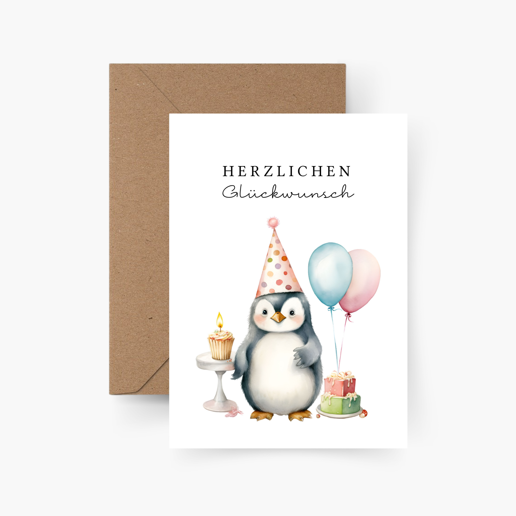 Geburtstagskarte Herzlichen Glückwunsch Pinguin A6