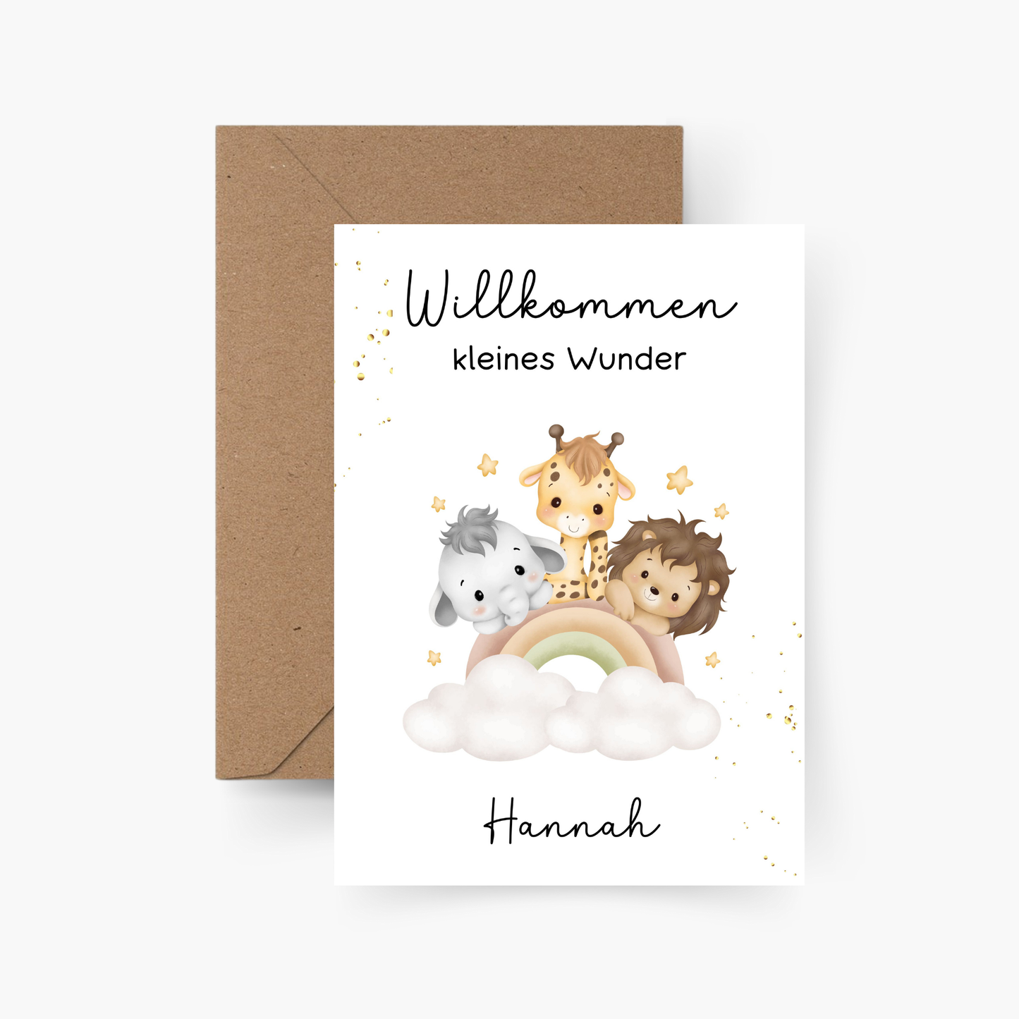 Karte zur Geburt personalisiert mit Namen A6