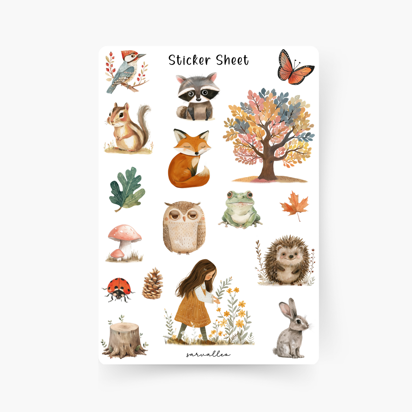 Wald Tiere Sticker Sheet