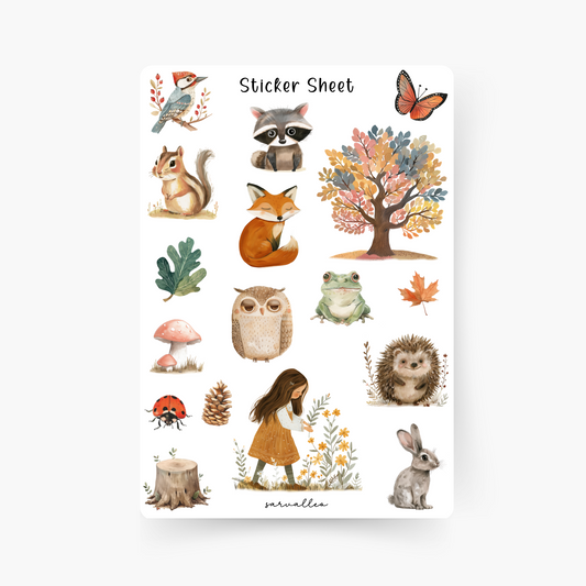 Wald Tiere Sticker Sheet
