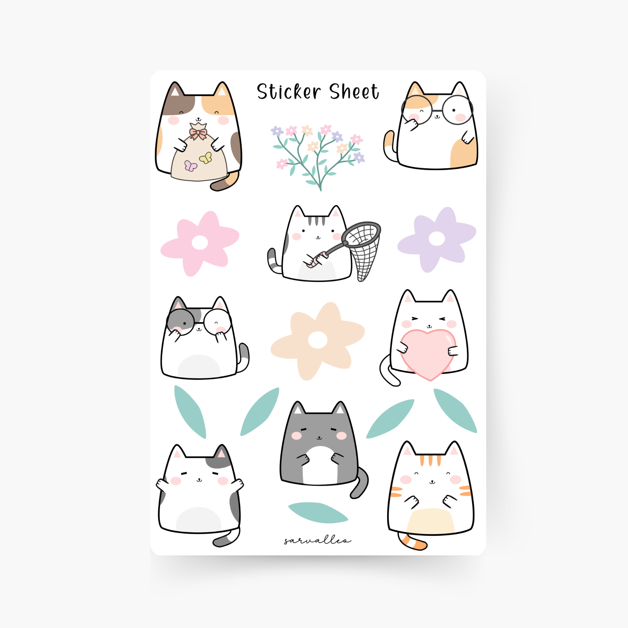 Cute Cats Sticker Sheet