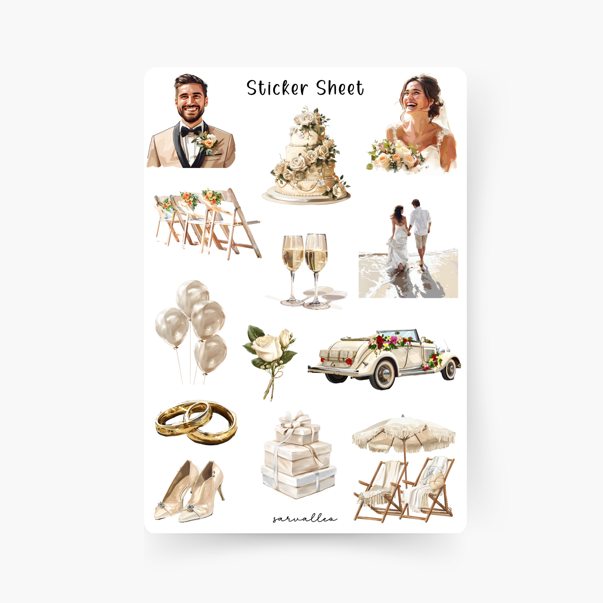 Boho Wedding Sticker Sheet