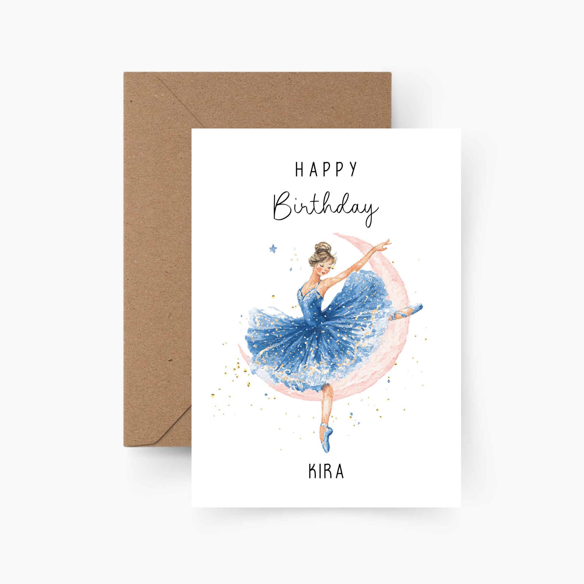 Geburtstagskarte Ballerina personalisiert mit Namen A6