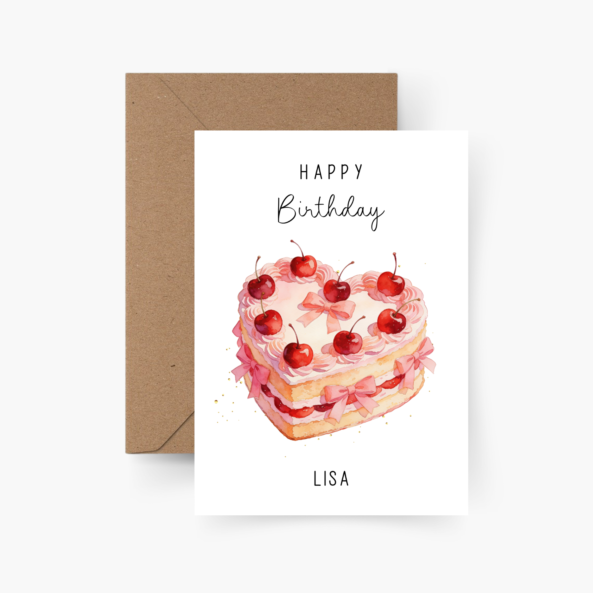 Geburtstagskarte Herz Torte personalisiert mit Namen A6