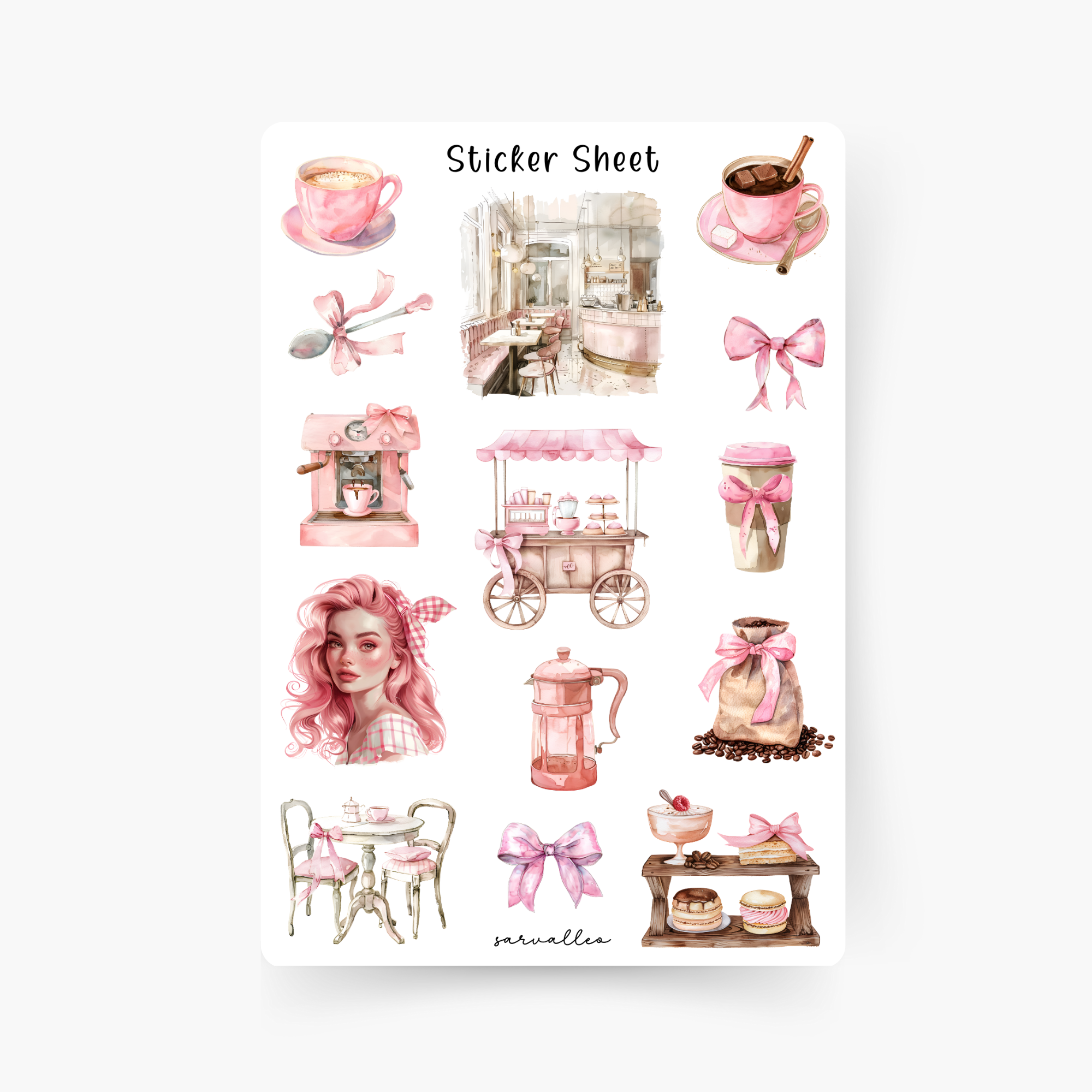 Pink Coffee Sticker Sheet