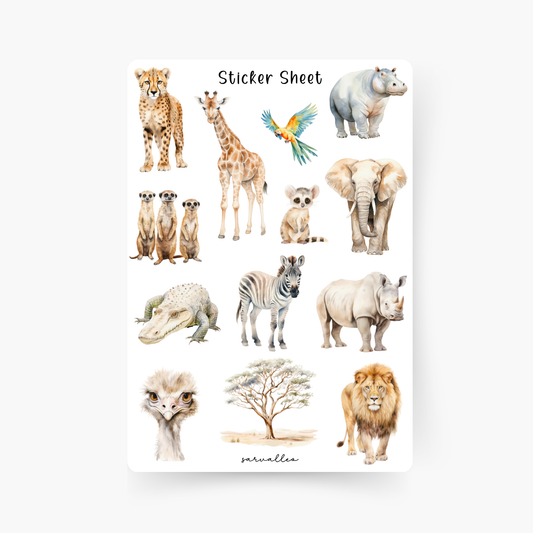 Safari Tiere Sticker Sheet