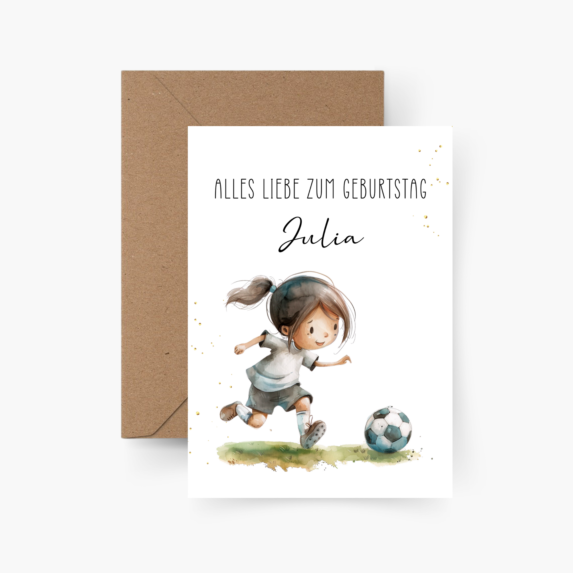 Geburtstagskarte Fußballerin personalisiert mit Namen A6