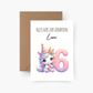 Geburtstagskarte 6. Geburtstag Einhorn personalisiert mit Namen A6