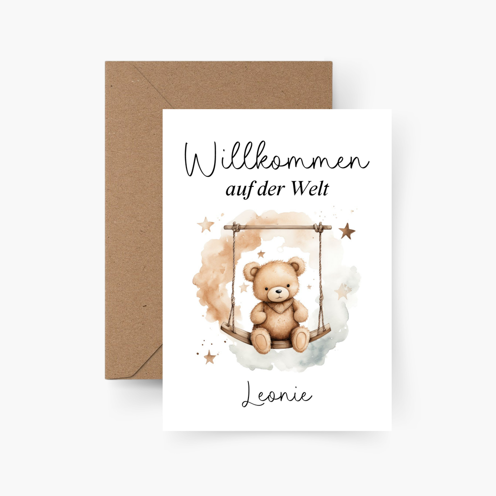 Karte zur Geburt personalisiert mit Namen A6