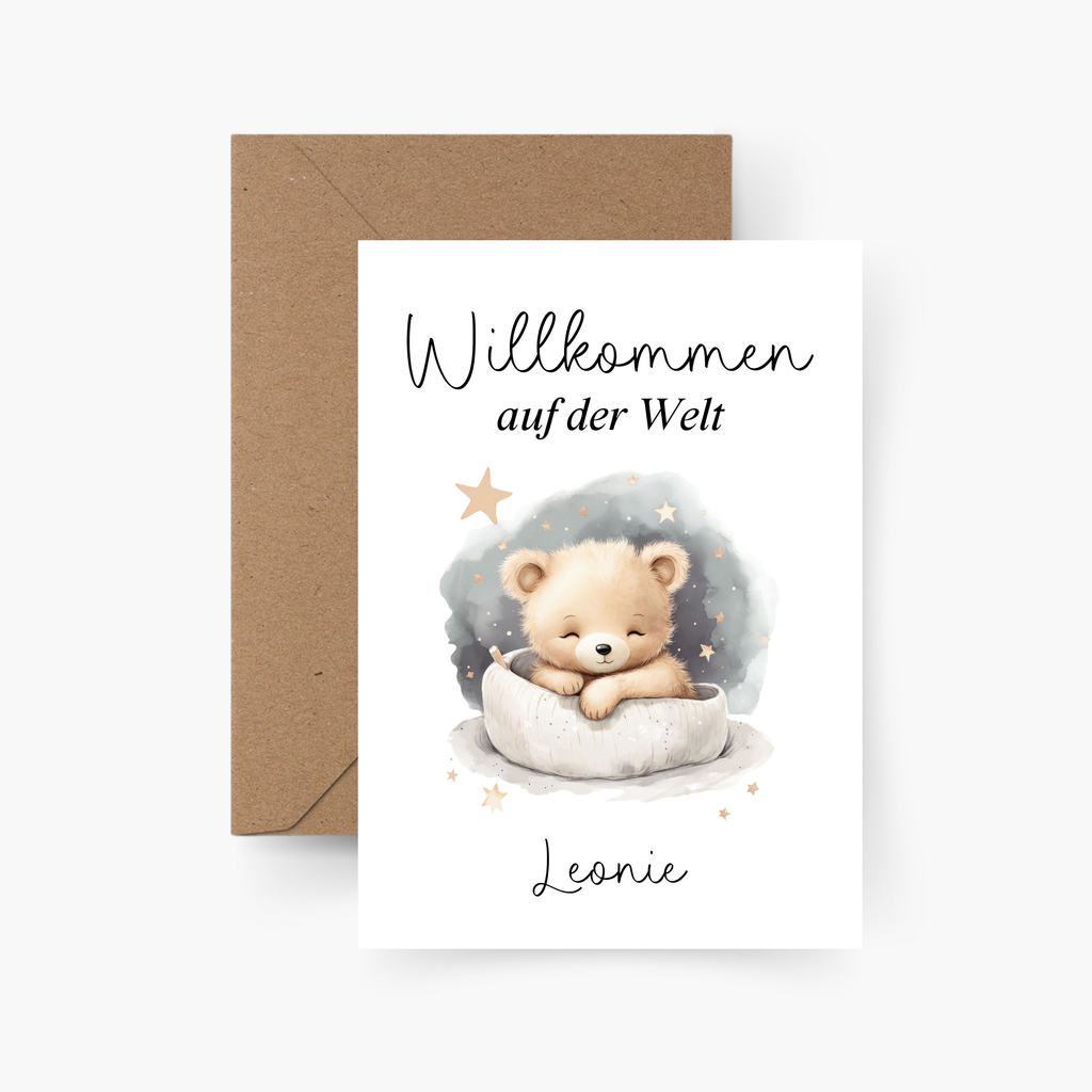 Karte zur Geburt personalisiert mit Namen A6