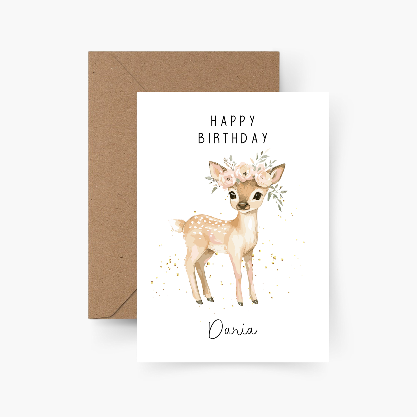 Geburtstagskarte Reh personalisiert mit Namen A6
