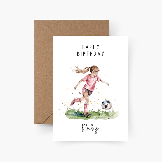 Geburtstagskarte Fußballerin personalisiert mit Namen A6