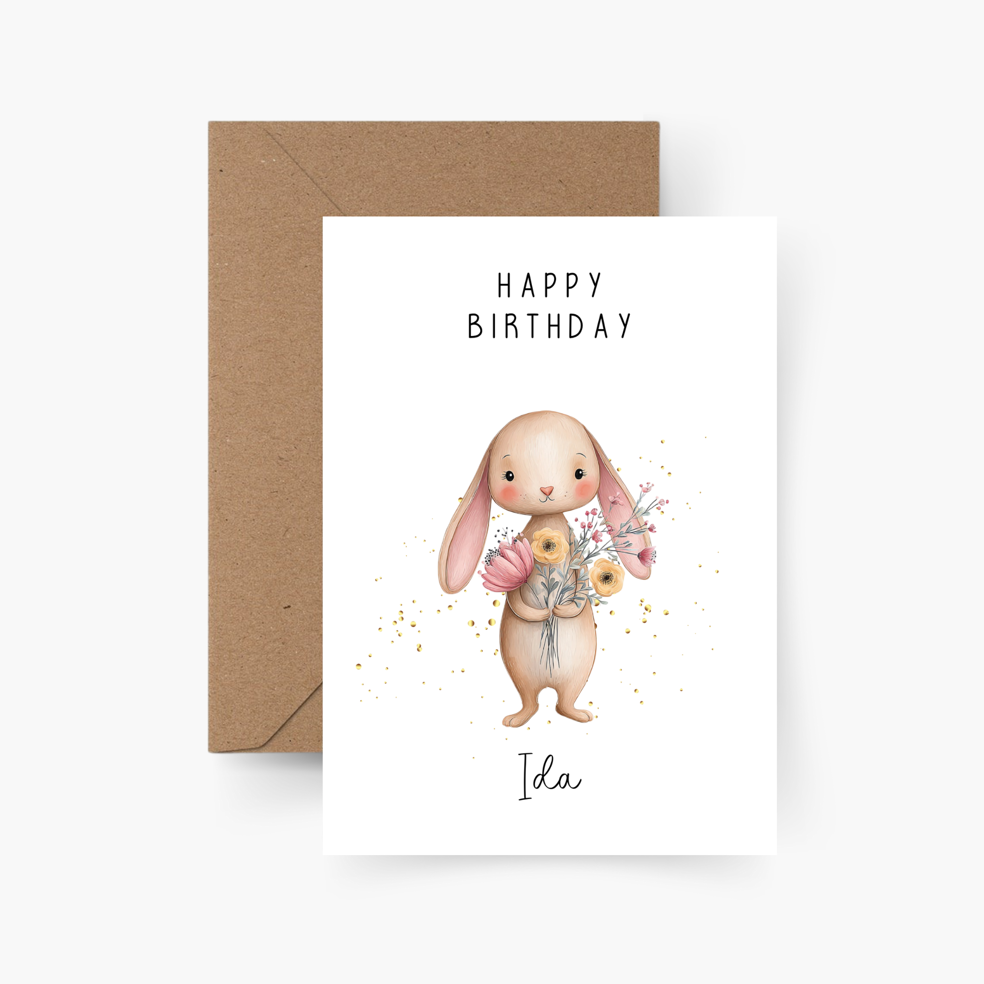 Geburtstagskarte Hase personalisiert mit Namen A6