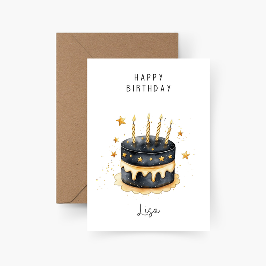 Geburtstagskarte Torte personalisiert mit Namen A6