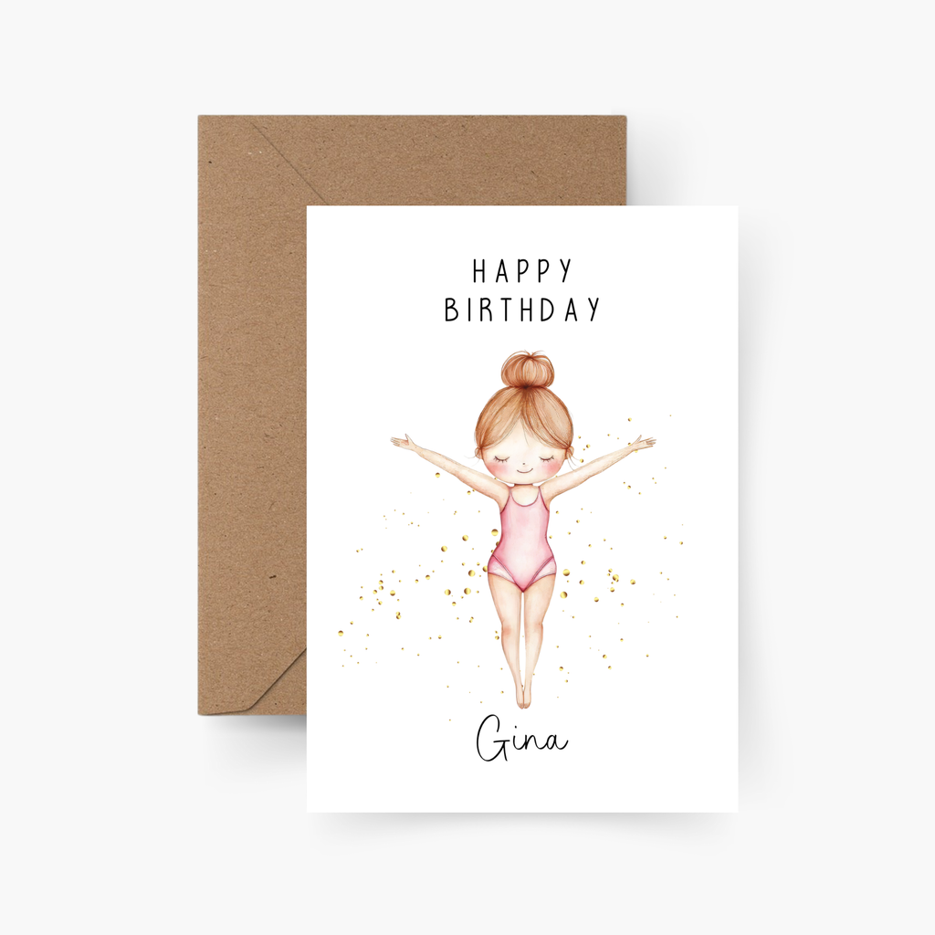 Geburtstagskarte Turnerin personalisiert mit Namen A6
